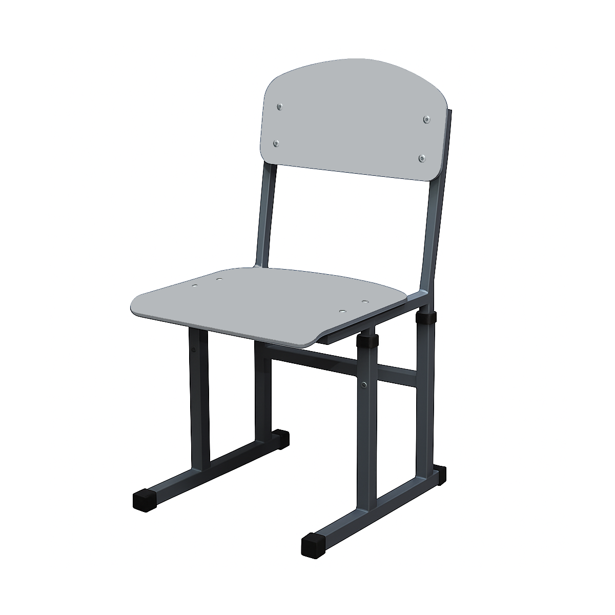 Стілець учнівський полозковий, з регулюванням глибини сидіння, та пластиковим покриттям HPL, на квадратній трубі, ЛЕЛЕКА, 380х410-435х775-855 мм.